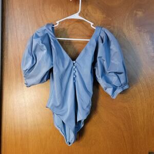 SANLIER - Dahlia One Piece Swimsuit - Azure Blue - Sz: L Retail $255